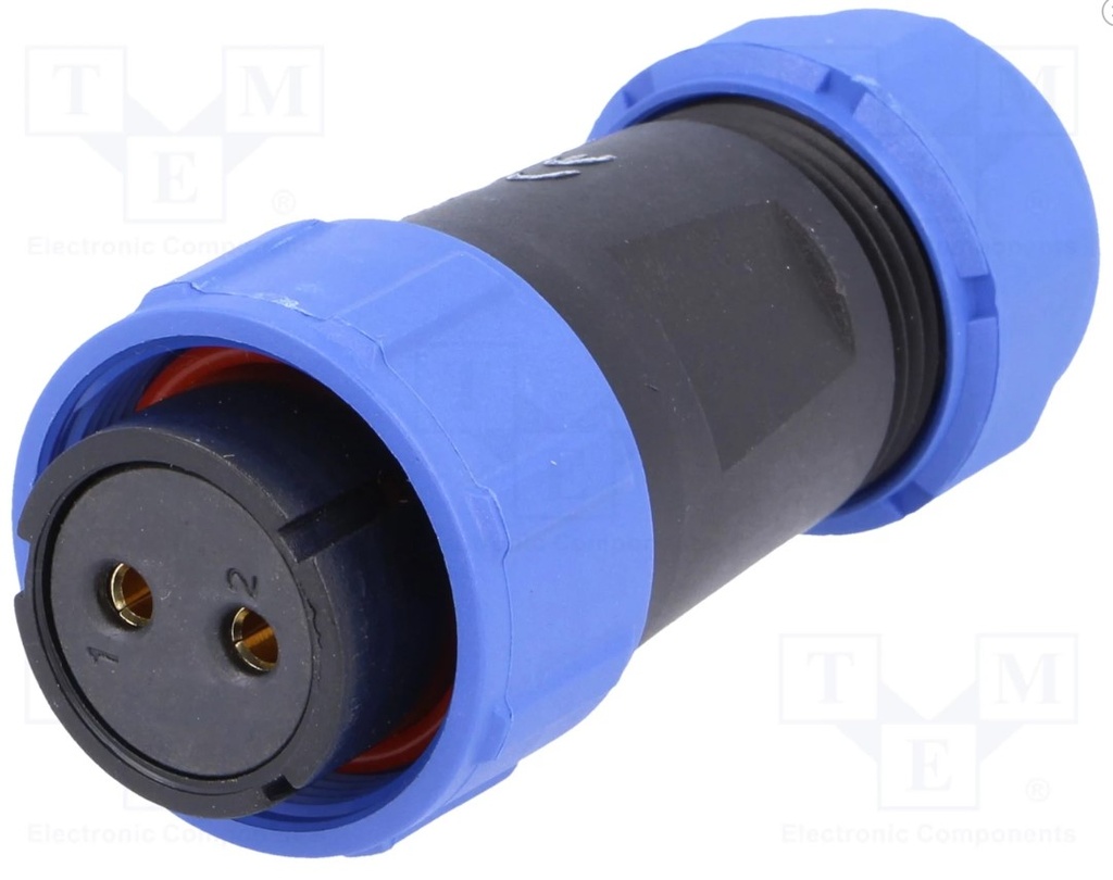 Rundstik, SP21 - 2P hun, indv. gevind, Ø7-12mm kabel (IP68)