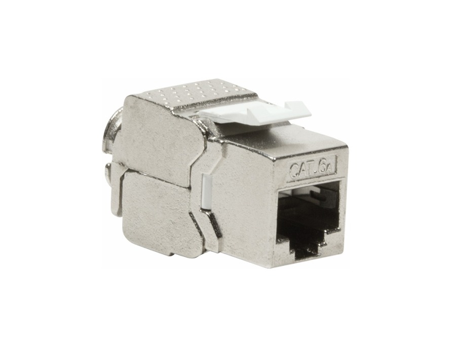Keystone RJ45 fatning 180° - CAT6a skærmet (Toolless) - slim