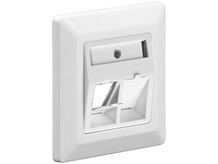 Vægdåse t. kabelkanal - 2 x Keystone snap-in, Hvid