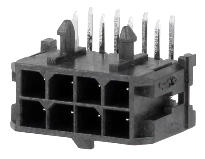 Ledning-til-print fatning, Micro-Fit 3.0 - 2x4pol 90° (3mm)