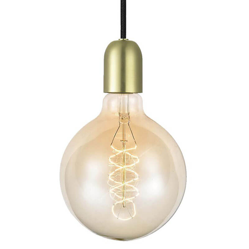 Fatningssæt messing ledning E27 m. plastroset