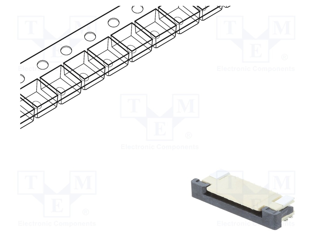 FFC (PFC) Flexkabel konnektor - 8pol, ZIF, SMD (1mm)
