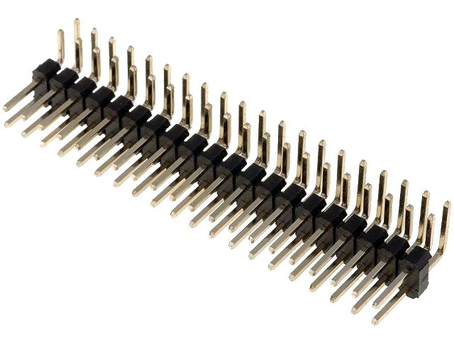 Dual Pin header 2,54mm, 90° vinklet - Han/han (2x20) 40 pins