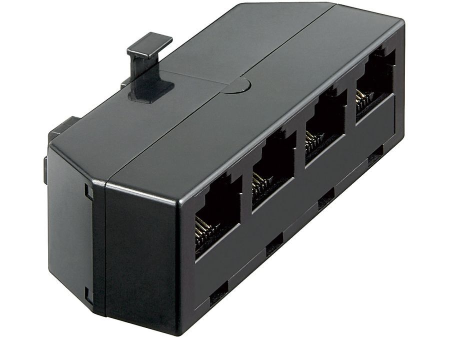 ISDN adapter - RJ45(8P8C) han til 4 x RJ45(8P8C) hun, Sort