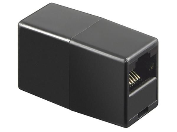 Modular mellemled - 2 x RJ45(8P8C) hun, Sort