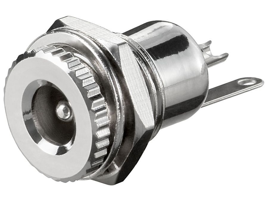 DC fatning - 5,5 x 2,1mm, til kabinet, loddeflige