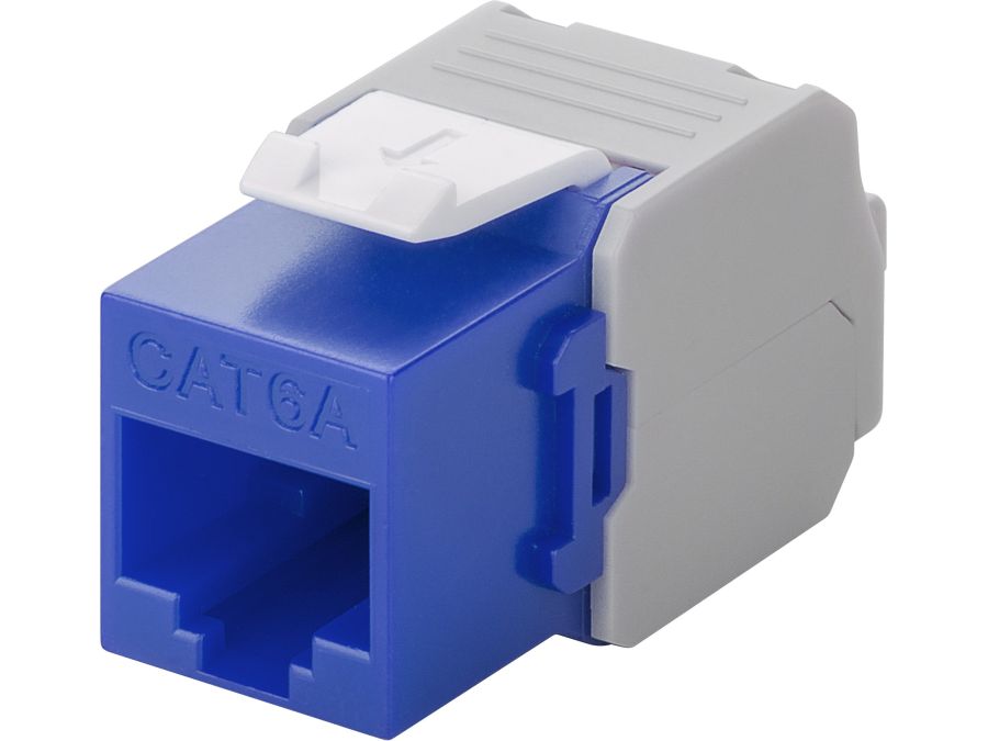 Keystone RJ45 fatning - CAT6a uskærmet, Blå (toolless)
