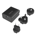 USB Rejseoplader - 5V 2,1A (US-/AU-/UK-/EU-stik)
