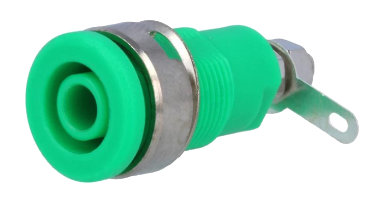 Sikkerheds-bananbøsning, Grøn 4mm - M4 skrue+loddeflig