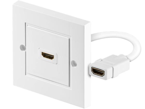 HDMI vægdåse - 1 x HDMI, til kabelkanal, Hvid