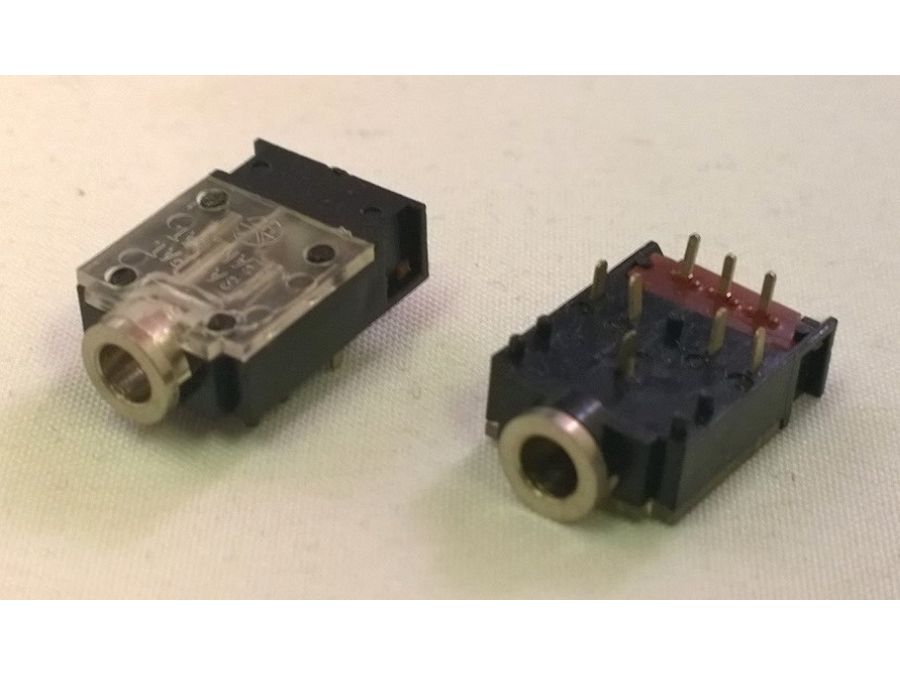 JACK fatning - 3,5mm stereo hun, til print, m. kontakt