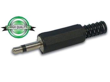JACK stik - 3,5mm mono han, Sort plast, til ledning (HQ)