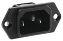 Apparatfatning - 3pol C14 han, Sort (m. loddeben)