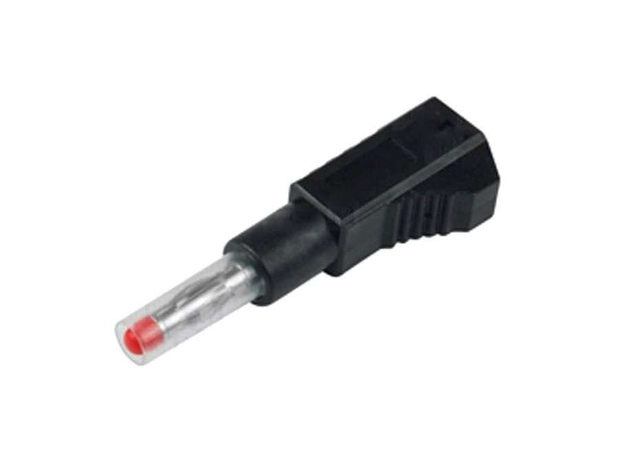 Bananstik m. sikkerhedskappe - 4mm, 60V / 32A, lodde, Sort