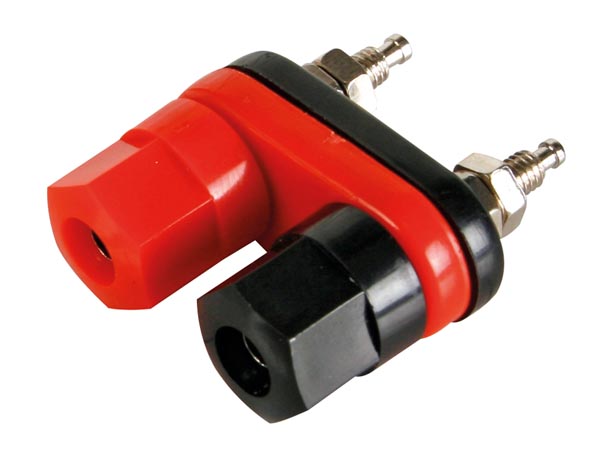 Dobbel bananbøsning - Rød/sort, Ø3,8mm