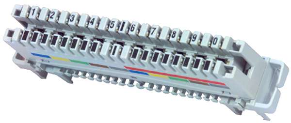 Krone LSA-Plus kontaktrække 10 par - 1-0 m. skillemulighed
