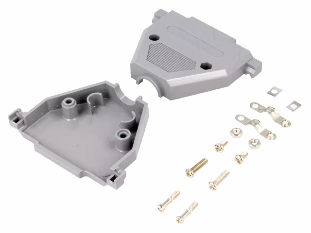 Hus for D-SUB - 37pol (og 62pol HD), Grå plast