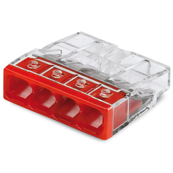 Skrueløs klemme 4x0,5-2,5mm² rød - 1 stk.