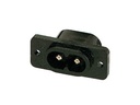 Apparatfatning - 2pol C8 han for flad C7 (8-tal) stik, Sort