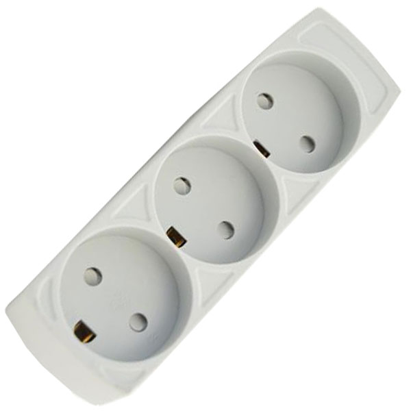 Stikdåse børnesikret 3-vejs m. jord grå