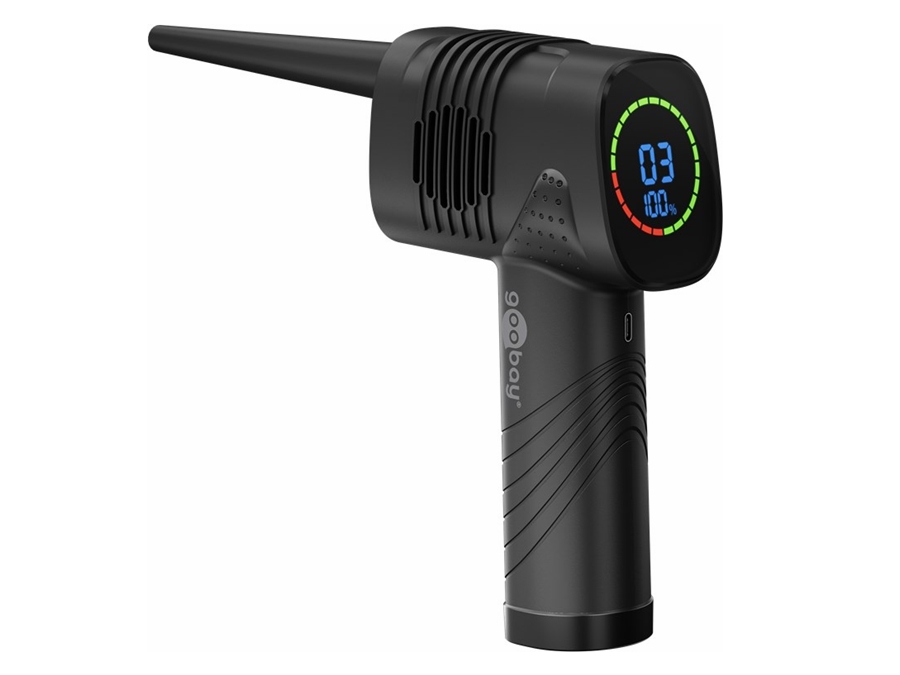 Genopladelig trykluft blæser m. 5 dyser - 2000mAh, Sort