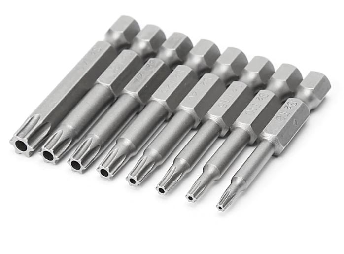 6-punkt TORX (Hexagon) sikkerheds bitsæt - T8-T40 (8 dele)