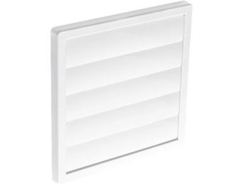 Ventilationsrist m. lukkespjæld - 170x170mm Ø150mm, Hvid