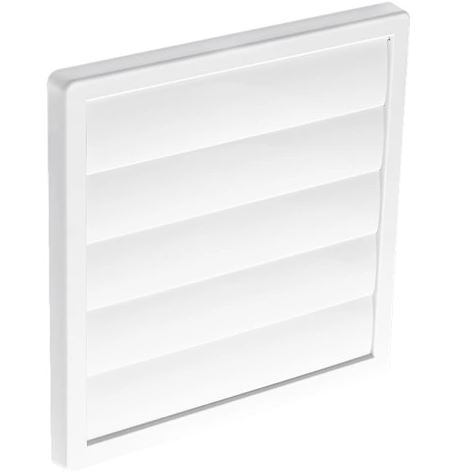 Ventilationsrist m. lukkespjæld - 170x170mm Ø125mm, Hvid