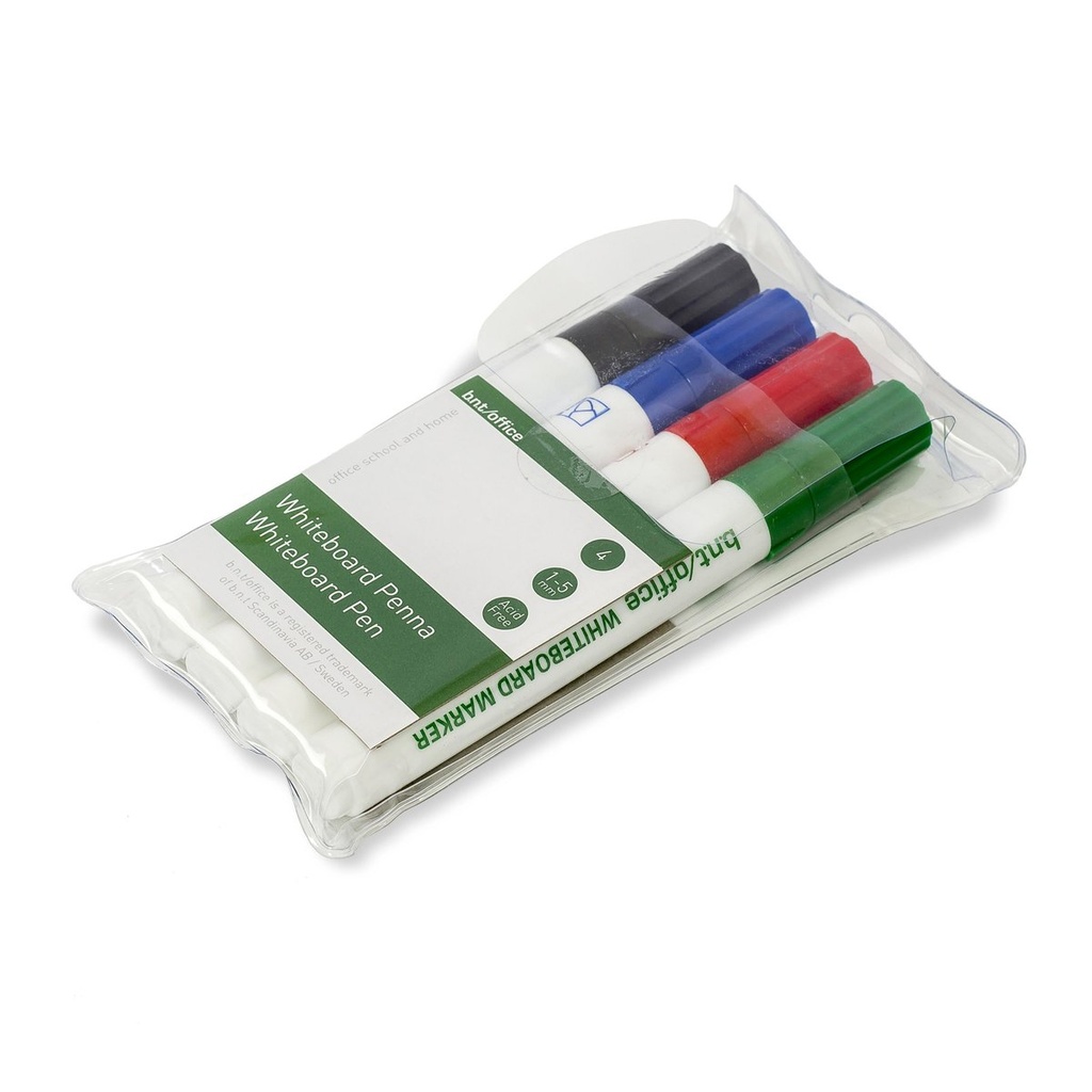 Whiteboardmarkers sæt med 4 penne (Rød/Blå/Grøn/Sort)