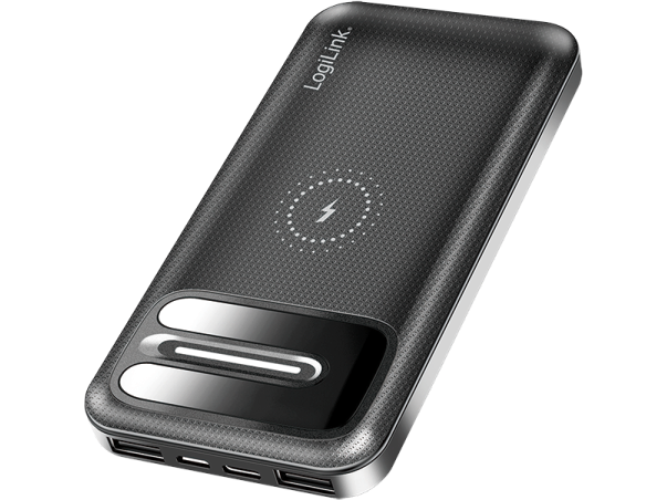 Powerbank m. QI trådløs lader - 5V / 2,1A, 8000mA, 2xUSB-A