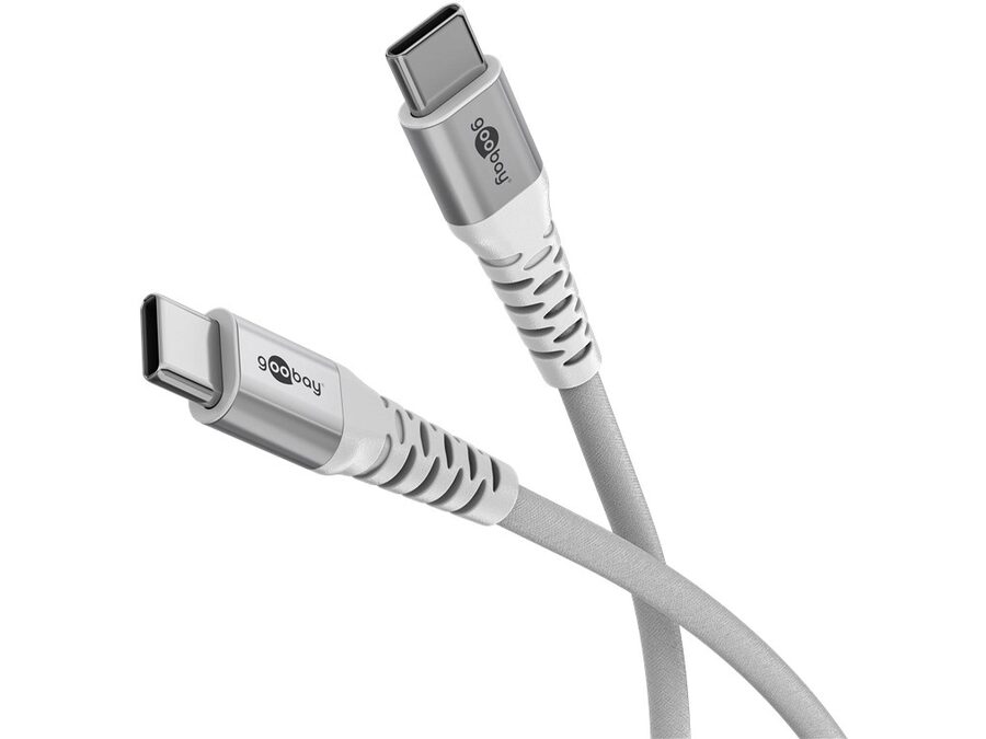 USB-C til USB-C Supersoft PD Tekstilkabel, 3A, Hvid (0,5m)