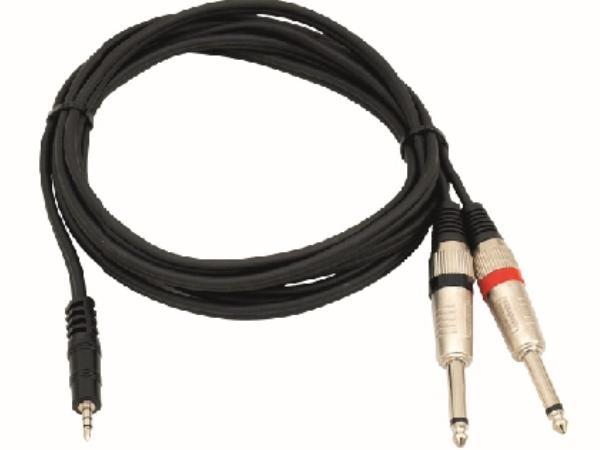 Audiokabel - 3,5mm st.JACK > 2 x 6,35mm mono JACK han (1,5m)