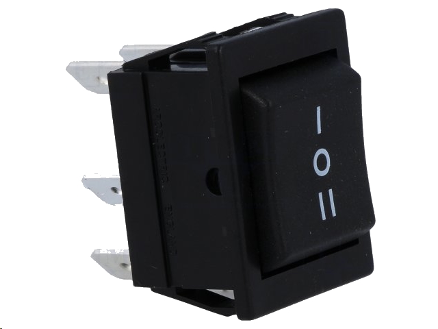 Vippekontakt - 2P (ON)-OFF-(ON), 250V/16A, SORT