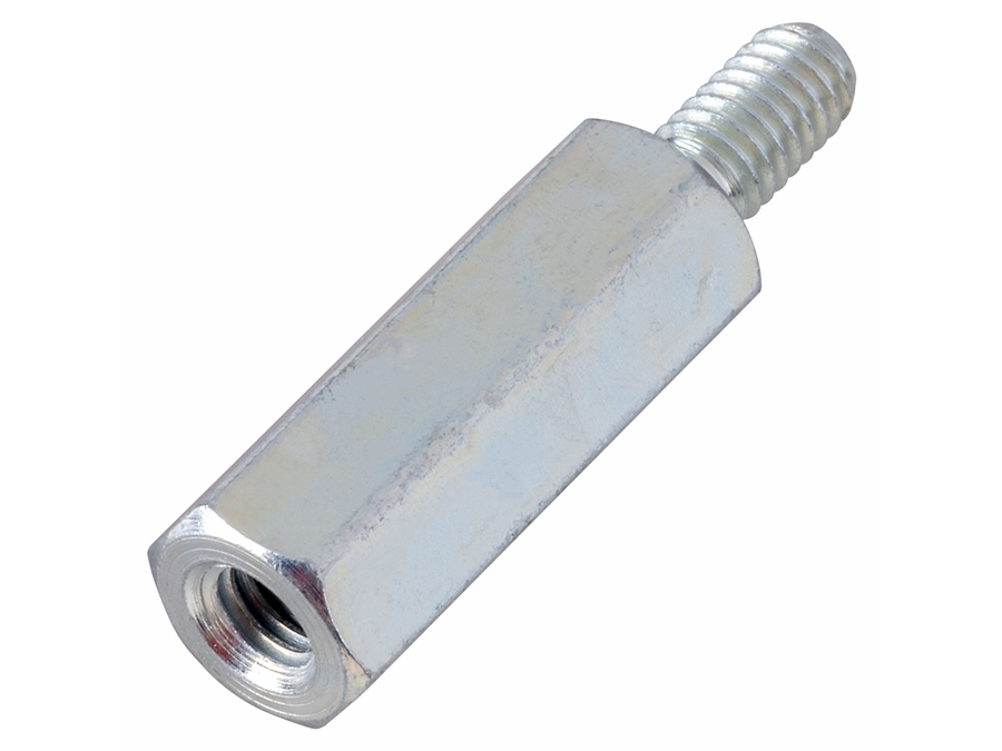 Afstandsmøtrik m. indv./udv. M8 gevind - L100mm, Stål