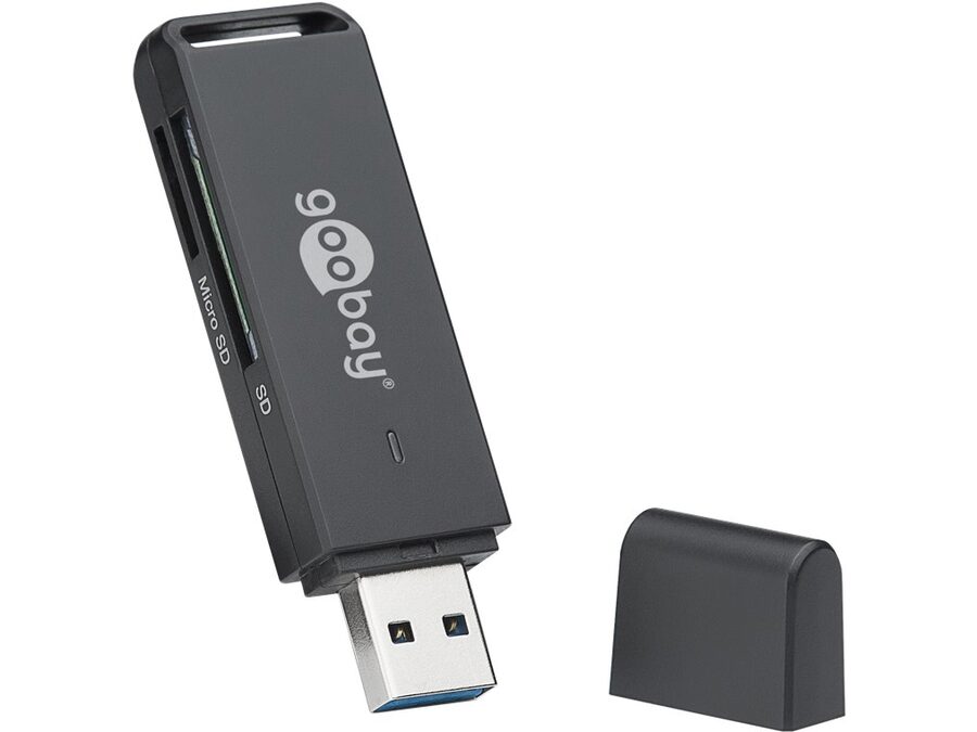 USB 3.0 kortlæser - USB-A til SD + microSD, Sort