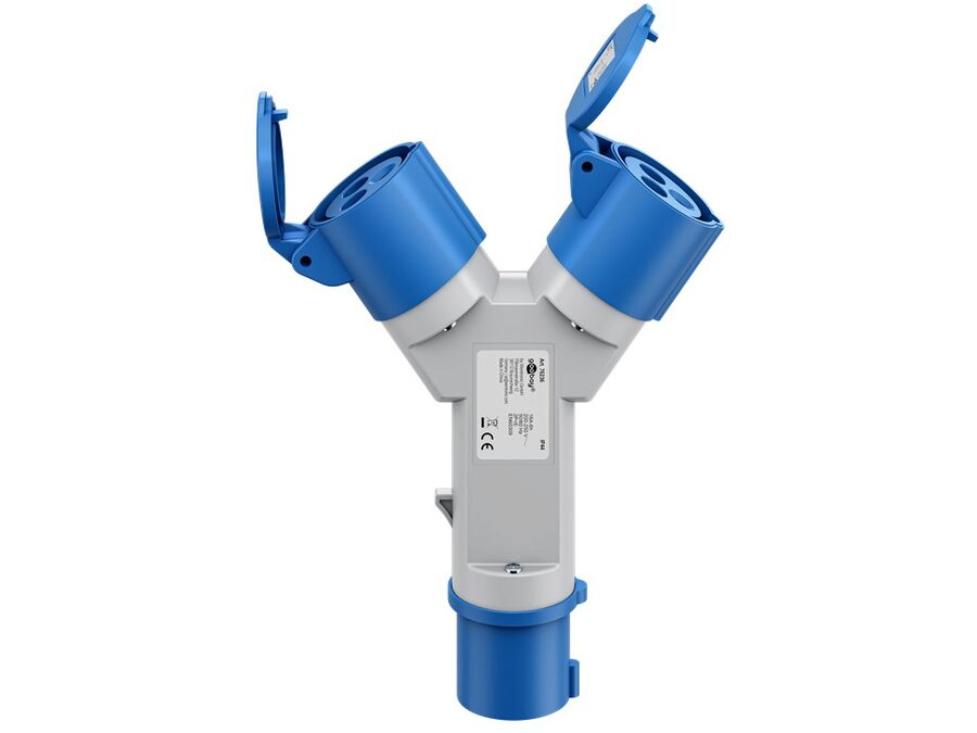 CEE adapterkabel - 3P han til 2 x 3P hun