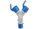 CEE adapterkabel - 3P han til 2 x 3P hun