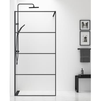 Gustavsberg Square sort brusevæg 80cm med sorte profiler