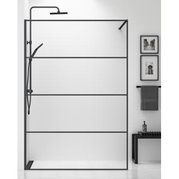 Gustavsberg Square sort brusevæg 120 cm med sorte profiler