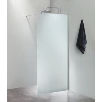 Fritstående væg i 6mm sikkerhedsglas, mål 90x200cm isglas, med 100cm forhængsstang