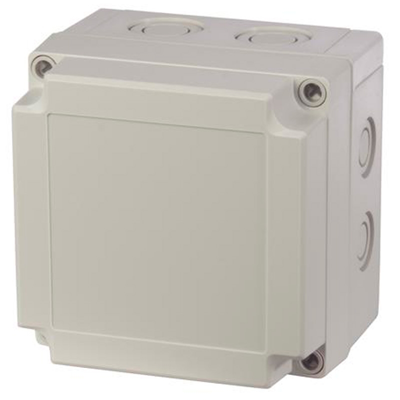 Fibox med gråt låg - 130x130x100 - 4 skruehuller