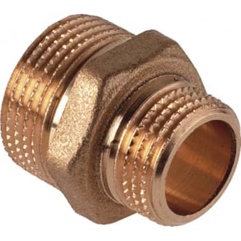1" x 3/4" afzinkningsfri messingbrystnippel
