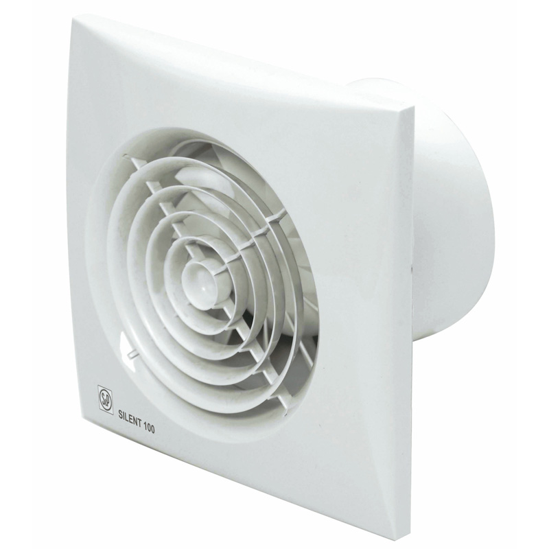 Ventilator Silent 100CZ m. kontraspjæld, aut. lukke og kugleleje