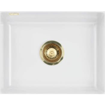 Lavabo Mera 50 U keramik køkkenvask, mathvid, messing afløb