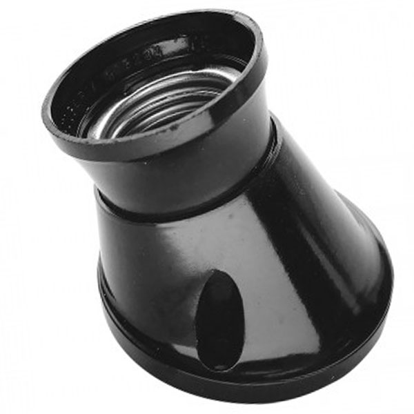 Vinklet E27 væg/loftfatning max 75W - sort