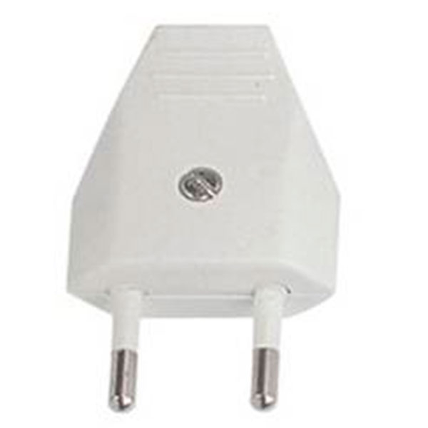 Flad EU stikprop uden jord - hvid