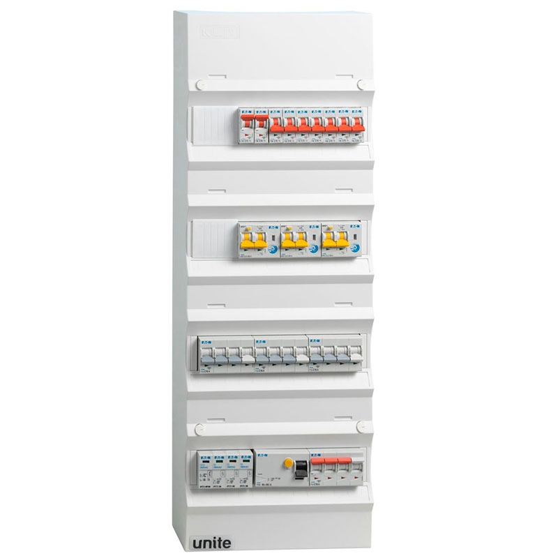 Færdigmonteret gruppetavle - HPFI - 3x16A 3P+N-1x10A 3P+N-9x10A 1P+N, 1xKombi