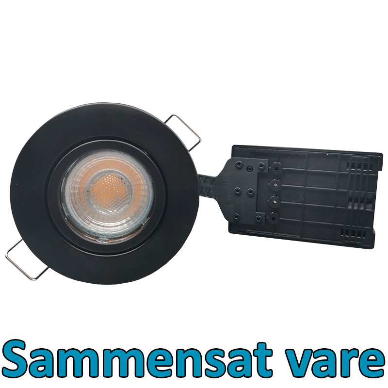 Pro Uni Install m. 6W 3-trins dæmpbar pære 3000K - mat sort