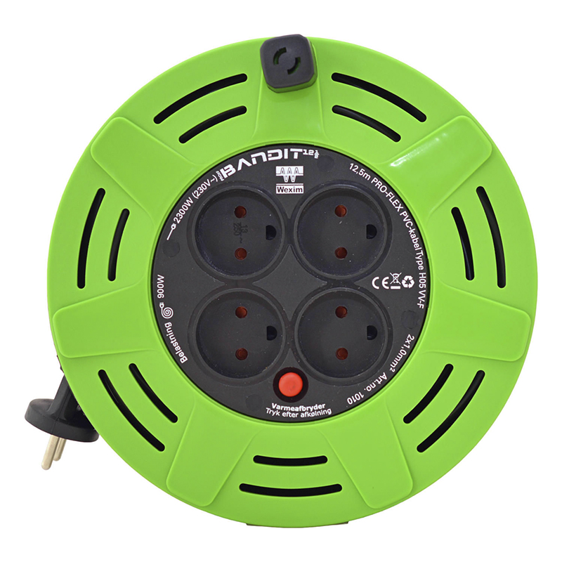 Kabeltromle Bandit U/J 12,5M 2x1,0 mm² med 4 udtag