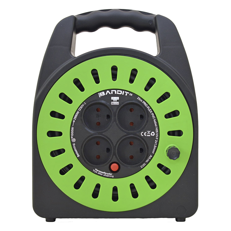 Kabeltromle bandit U/J 25M 2x1,0 mm² med 4 udtag